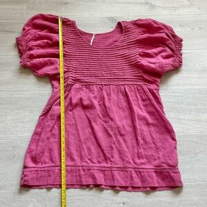 Free People Pink Puff Sleeve Top size small